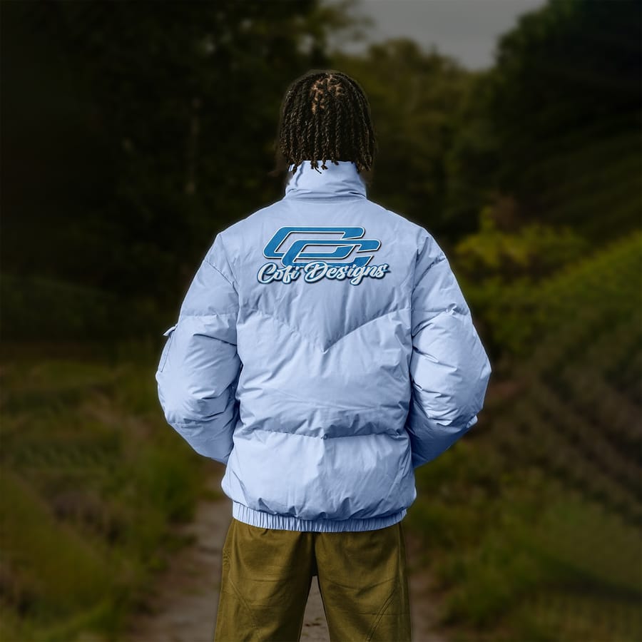 Campera inflable personalizada con logo Cofi Designs, proyecto de indumentaria especializada